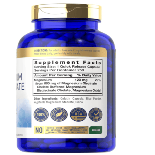 Bisglicinato De Magnesio 665 Mg Carlyle 250 Capsulas Sabor Neutro