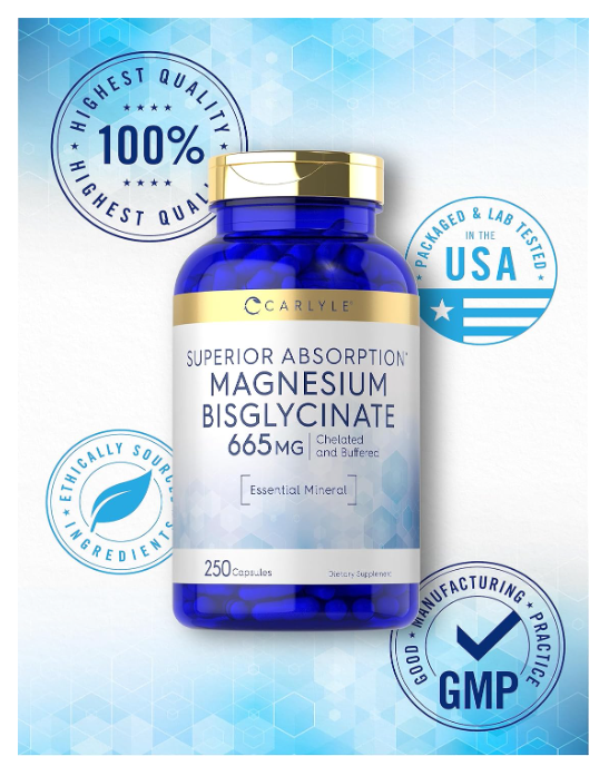 Bisglicinato De Magnesio 665 Mg Carlyle 250 Capsulas Sabor Neutro