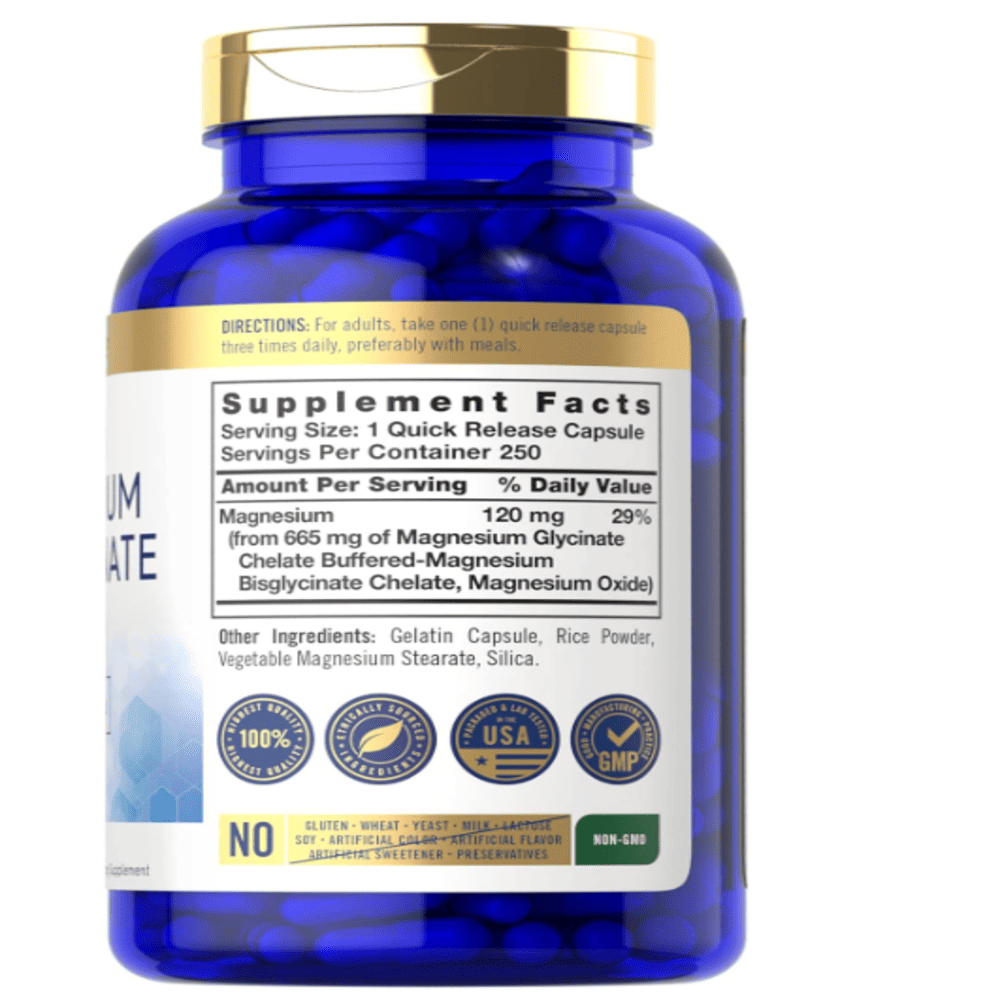 Bisglicinato De Magnesio 665 Mg Carlyle 250 Capsulas Sabor Neutro