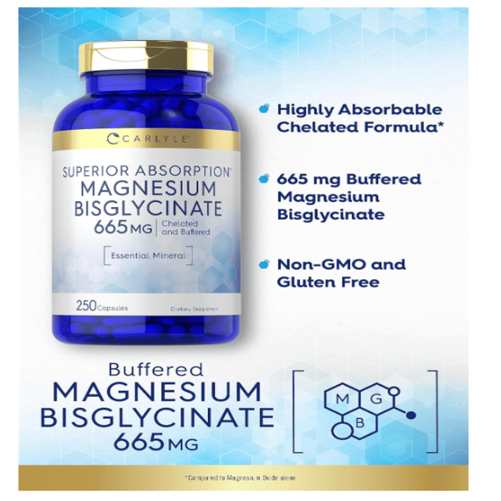 Bisglicinato De Magnesio 665 Mg Carlyle 250 Capsulas Sabor Neutro